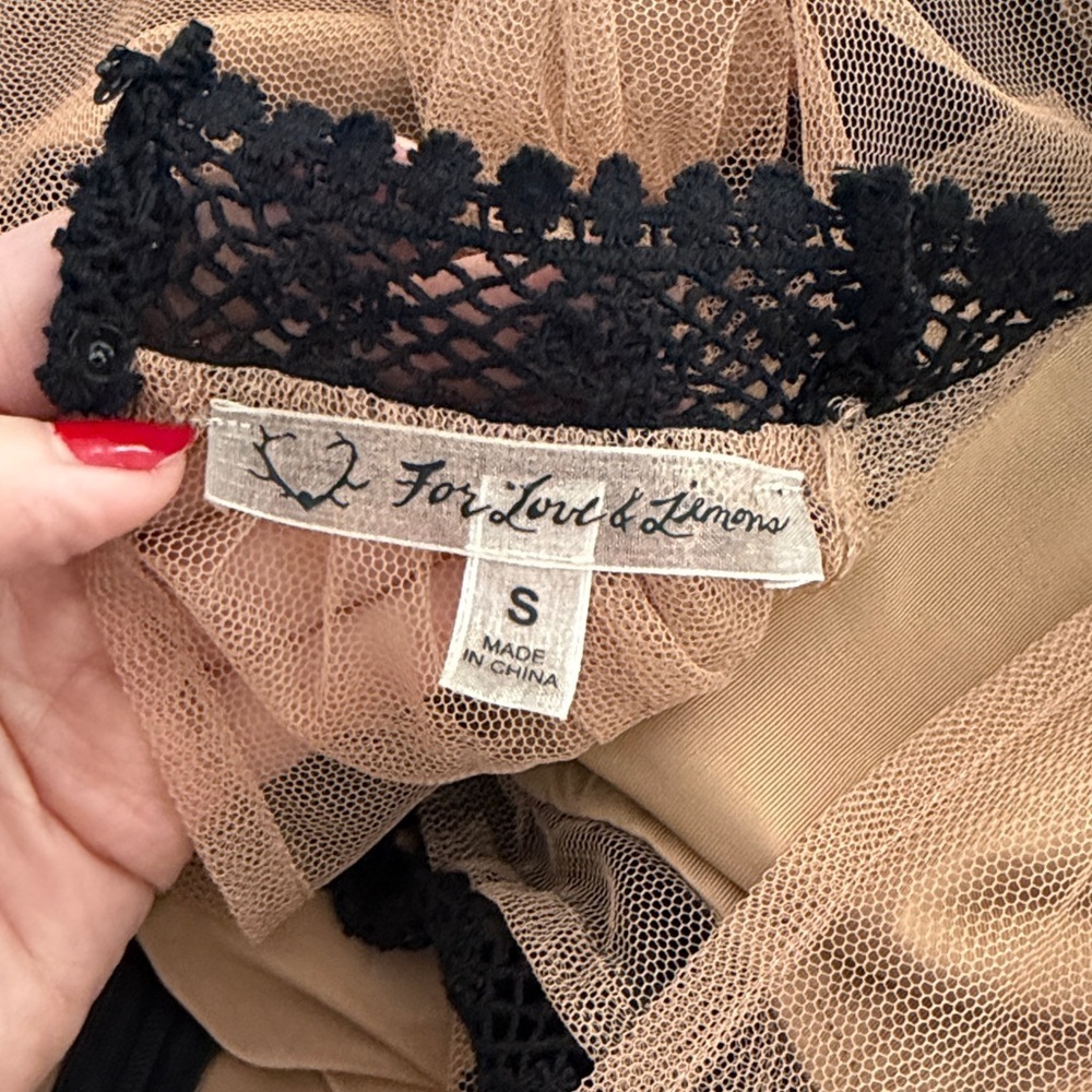 For Love & Lemons black Vivian nude lace mini dress small s revolve - Picture 3 of 8